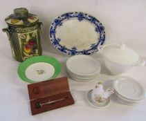 Collection of items to include W.German Rumtopf, Dudley blue and white plate, Royal Worcester egg