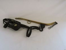 Single brass horse hame No2 and leather horse blinkers