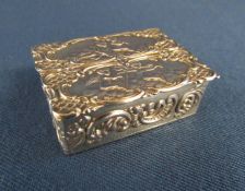 Silver pill box with cupid design - A Chick & Sons ltd 1976 London total weight 0.87ozt