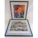 2 Limited Edition signed Andrew Kitson formula one prints 'Formula One - Ninety Two' approx. 61cm