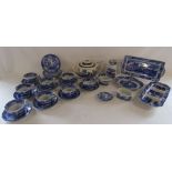 Spode Italian and Blue Tower tea set to include sandwich plate, dip plate etc