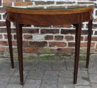 19th mahogany inlaid fold over tea table