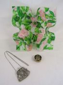 Acrylic handkerchief bowl, small purse and tortoiseshell effect brush