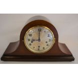 Small Napoleon hat mantel clock with German movement & Westminster chime L36cm Ht 20cm