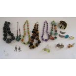 Collection of costume jewellery to include earrings with pearl drops and silver frog earrings