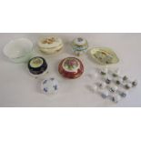 Collection of ceramics to include Crown Devon dish, Limoges lidded dish, thimbles etc