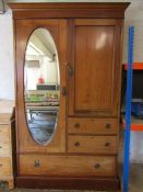 Edwardian compactum wardrobe with parquetry patterning to doors and drawers approx. 202.5cm H x