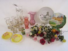 Collection of items to include Beswick 'SIMPKIN' Beatrix Potter figure, Clarice Cliff small leaf