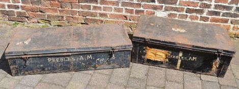 Two old tin trunks