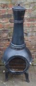 Cast iron chiminea with lid Ht 120cm