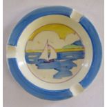 Clarice Cliff 'Bizarre' ashtray with Gibraltar pattern