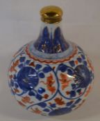 Bulbous 19th century Chinese vase with cut down stem & brass stopper Ht 23cm
