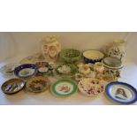 2 large toilet jugs, Spode bowl & 2 plates, various 19th & 20th century ceramics (2 boxes)