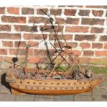 Model of a galleon for restoration L81cm