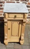 Victorian pine pot cupboard with a marble top