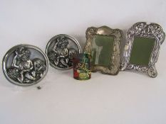 Collection of items to include resin plaques (damage and repair to feet), a resin with fish inset