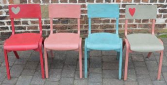 4 painted school chairs