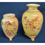 Two early 20th century Carlton ware blush ivory style vases Hts 25cm & 18cm