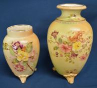 Two early 20th century Carlton ware blush ivory style vases Hts 25cm & 18cm