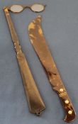 Pair of tortoiseshell lorgnettes & tortoiseshell ornamental sabre 28.5cm