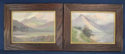 Pair of early 20th century oils on canvas "Blea Tarn" & "Buttermere" by P W Holyoake 1915 47.5cm x