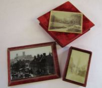 3 red velvet trinket boxes with pictures two being St James' church and Hubbard's Hills Louth