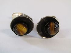 A pair of Neils Erik Tigers eye stylised silver cufflinks total weight 0.27ozt