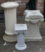 Three classical garden columns tallest 79cm