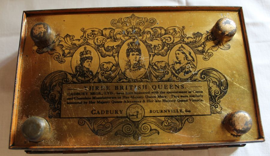 Starkie's Patent black boy money box, Cadbury 3 British Queens tin, parasol, folding fan & pr silver - Image 3 of 6