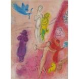 Marc Chagall modernist figural lithographic print approx. 45cm x 54.5cm (includes frame)