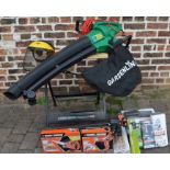 Black & Decker Workmate, with Scorpion saw & paint blow gun, Greenline garden vacuum/blower,