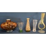 Five pieces of studio glass including Wicked & Murano White Cristal