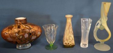 Five pieces of studio glass including Wicked & Murano White Cristal