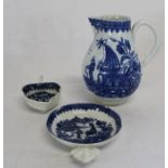 Worcester 1780's sparrow beak porcelain cream jug painted in underglaze blue 12cm high (small nibble