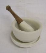 Large warranted acid-proof pestle and mortar with plate stand No4