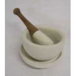 Large warranted acid-proof pestle and mortar with plate stand No4