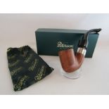 Peterson Dublin tobacco pipe Peterson's 'Smooth Deluxe' smooth natural 'P' lip with silver collar
