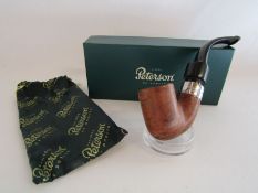 Peterson Dublin tobacco pipe Peterson's 'Smooth Deluxe' smooth natural 'P' lip with silver collar