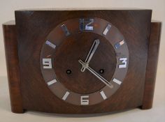 H.A.C Art Deco chiming clock with bow front & chrome numbers Ht 22cm W 32cm