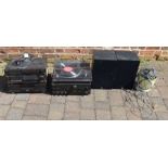 Technics stack HiFi with turn table, amp, synthesizer tuner, CD player, cassette player with a