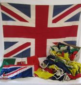 Large quantity of vintage bunting, 2 Union jack flags (135cm by 94cm & 95cm by 61cm) etc