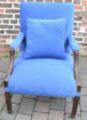 Reproduction Georgian open arm chair with cushion