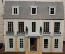 Large dolls house with contents & electric light fittings