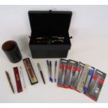Part set of Parker Duofold pens, Parker inserts and other pens