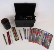 Part set of Parker Duofold pens, Parker inserts and other pens