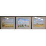 3 framed Frank Marston watercolours each 51cm by 43cm