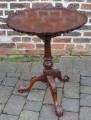 Reproduction tilt top table with carved decoration Dia 60cm
