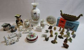 Collection of items to include Aynsley vases and dolls house furniture, toby jug and Leonardo