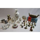 Collection of items to include Aynsley vases and dolls house furniture, toby jug and Leonardo