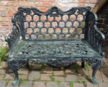 Cast iron Coalbrookdale style garden bench L 108cm D 44cm Ht 88cm